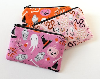 Cute Halloween Coin Purse or Mini Wallet, Small Zipper Pouch for Women and Teens