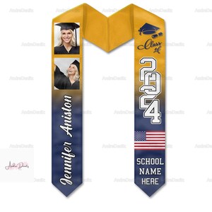 Stola di laurea personalizzata, Stola di laurea con nome personalizzato, Fascia classe 2024, Regalo di laurea, Fascia di laurea con foto personalizzata immagine 2