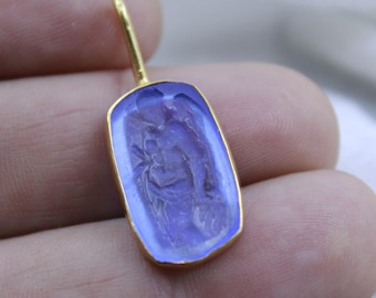 Enamel Intaglio Aphrodite Pendant: 925K Silver Ancient Greek Jewelry