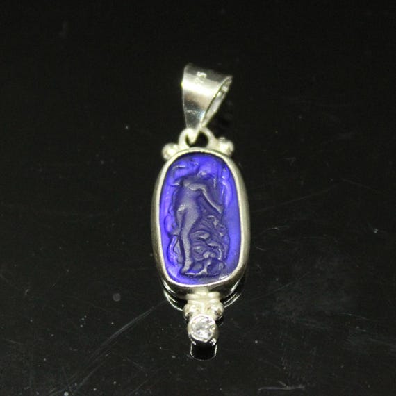 Enamel Intaglio Aphrodite Pendant Necklace: 925K Silver Goddess Jewelry
