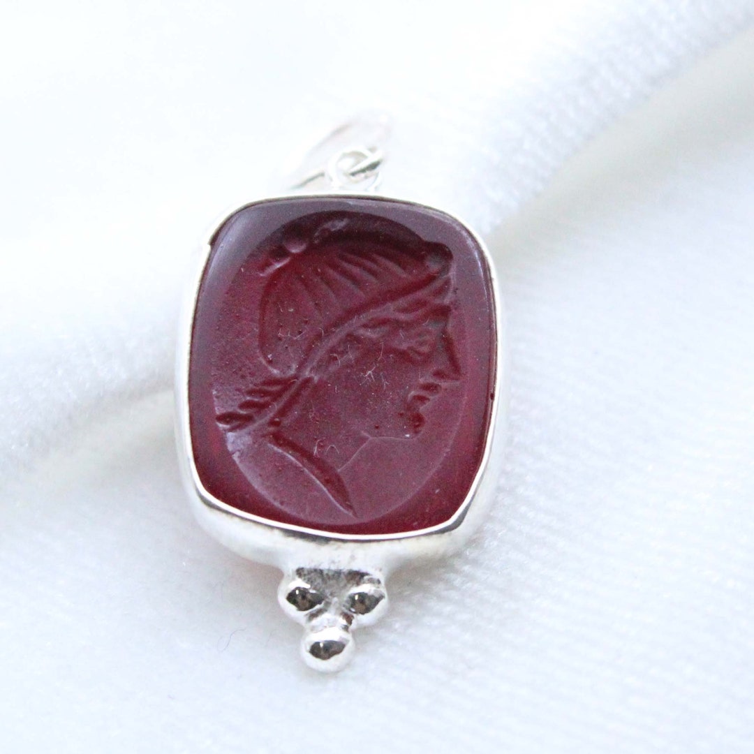 Red String Intaglio Enamel Intaglio Red Roman Art Necklace Pendant Jewelry - Intaglio ...