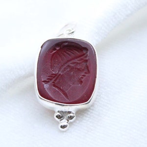 Enamel Intaglio Red Roman Art Necklace Pendant Jewelry - intaglio Necklace - Ancient Pendant Jewelry - Silver Pendant - Antique Gift For Her