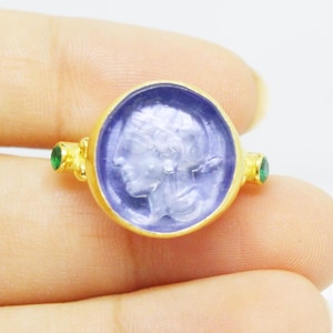 Enamel Intaglio Greek woman Ring Jelwelry - intaglio Ring - Ancient Ring Jewelry - Silver Ring - Minimalist Ring - Antique Gift For Her