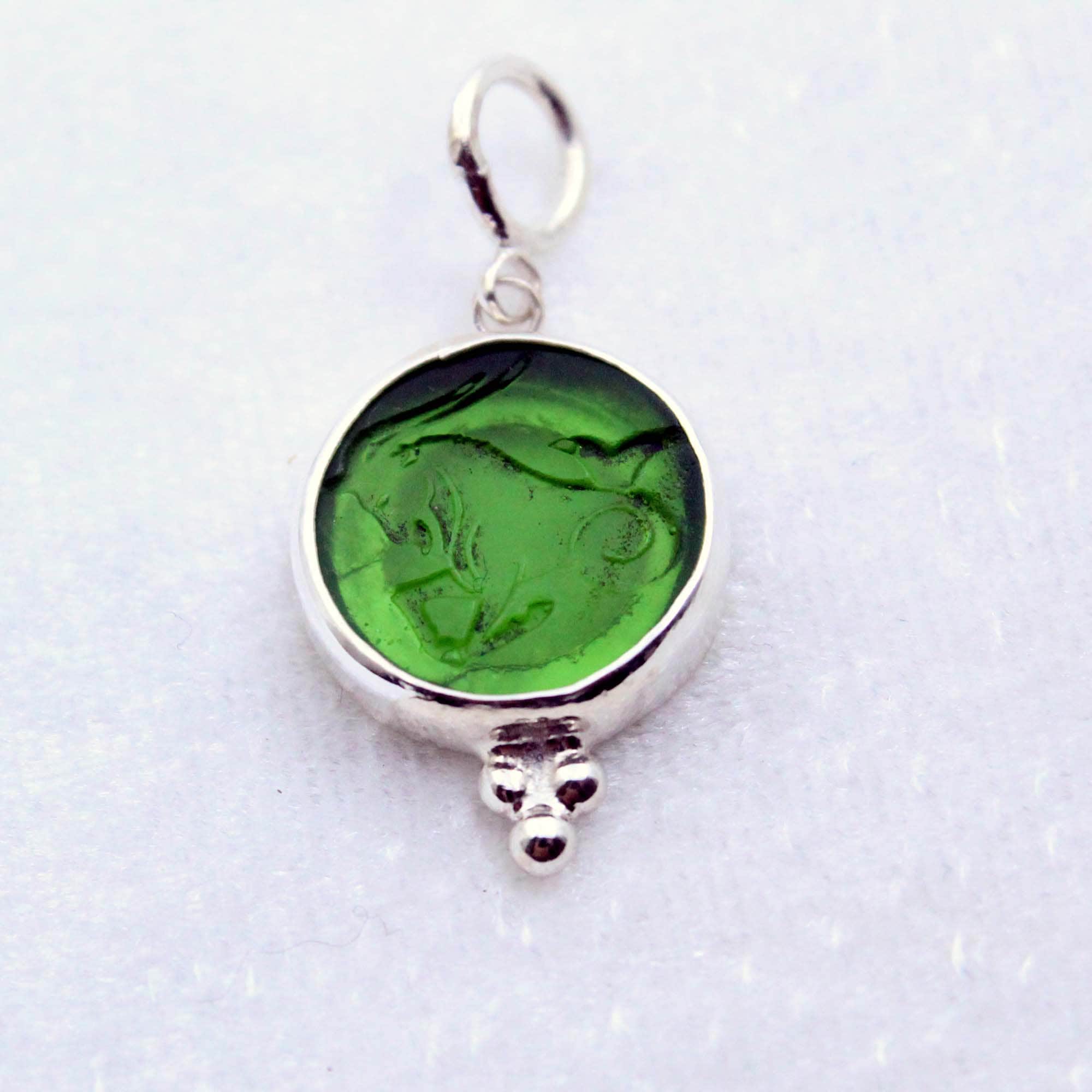 Enamel Intaglio Capricorn Pendant Necklace Jelwelry - Capricorn Necklace - Zodiac Pendant Jewelry - Silver - Zodiac Sign Gift For Her