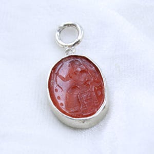 Enamel Intaglio Roman carved Necklace Pendant Jewelry - intaglio Necklace - Ancient Pendant Jewelry - Silver Pendant - Antique Gift For Her