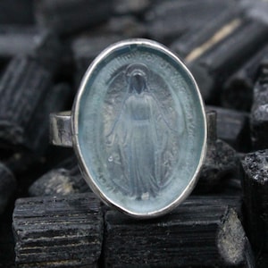 Enamel Intaglio Virgin Mary Ring Jelwelry - intaglio Ring - Ancient Ring Jewelry - Silver Ring - Minimalist Ring Antique Gift For Her