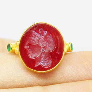 Enamel Intaglio Greek woman Ring Jelwelry - intaglio Ring - Ancient Ring Jewelry - Silver Ring - Minimalist Ring Antique Gift For Her
