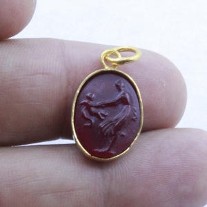 Enamel Intaglio Mother and Child Necklace Pendant Jelwelry - intaglio Necklace - Ancient Pendant Jewelry - Silver Pendant - Gift For Her