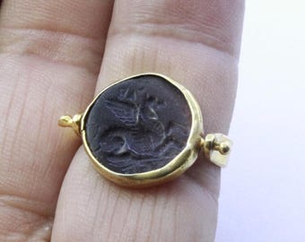 Enamel Intaglio Pegasus Ring Jelwelry - intaglio Ring - Ancient Ring Jewelry - Silver Ring - Minimalist Ring Antique Gift For Him - Man Ring