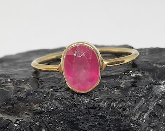 Handmade Natural Ruby Sterling Silver Ring - Minimalist Gemstone Jewelry