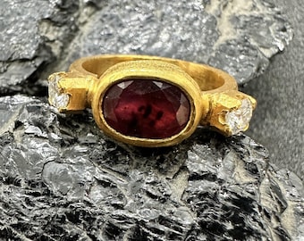 Handmade Natural Ruby Sterling Silver Ring: Minimalist Gemstone Jewelry