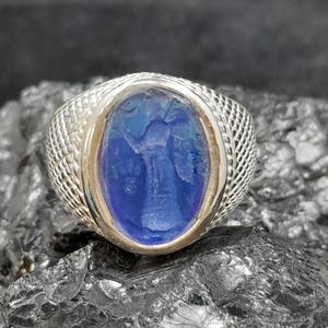 Handmade Intaglio Greek Angel Mythological Ring - Handcrafted Mythology-Inspired Jewelry - Minimalist Silver Ring - Gift For Him - Man Ring