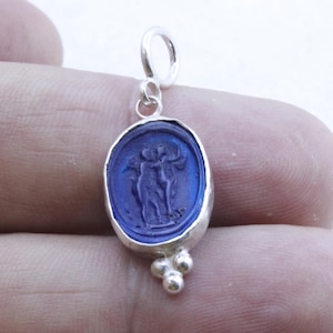 Enamel Intaglio Greek Angels Necklace Pendant Jelwelry - intaglio Necklace - Ancient Pendant Jewelry - Silver Pendant - Antique Gift For Her