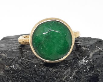 Handmade Emerald Stone Sterling Silver Ring: Minimalist Gemstone Jewelry