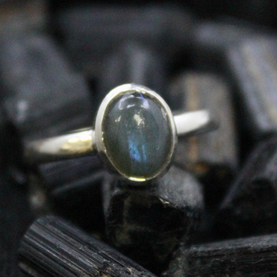 Labradorite Sterling Silver Stack Ring: Handmade Gemstone Jewelry - Etsy