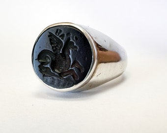 Enamel Intaglio Pegasus Ring Jelwelry, intaglio Ring, Ancient Ring Jewelry, Silver Ring , Minimalist Ring Antique Gift For Him, Man Ring
