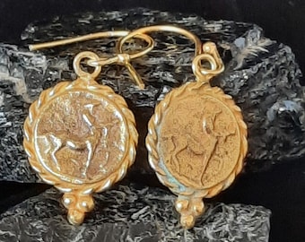 Bronze Intaglio Centaur Sterling Silver Earrings: Ancient Greek Jewelry