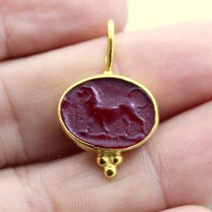 Enamel Intaglio Leon Necklace Pendant Jewelry With Amethyst - intaglio Necklace - Ancient Pendant Jewelry - Silver Pendant - Gift For Her