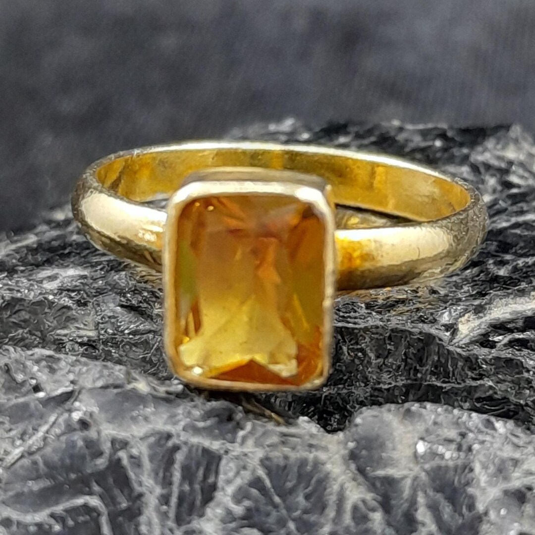 Handmade Rectangle Citrine Sterling Silver Ring: Minimalist Gemstone ...