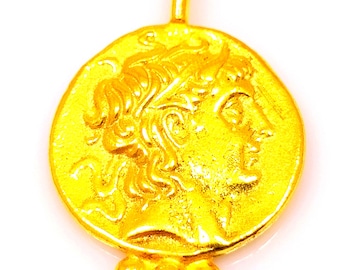 Bronze Alexander The Intaglio Pendant – 925K Silver Greek Necklace