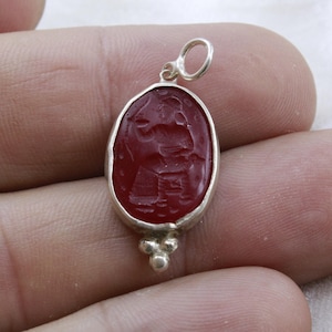 Enamel Intaglio Roman carved Necklace Pendant Jewelry - intaglio Necklace - Ancient Pendant Jewelry - Silver Pendant - Antique Gift For Her