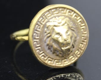 Handmade Bronze Intaglio Leon Ring: Handmade Sterling Silver Statement Jewelry