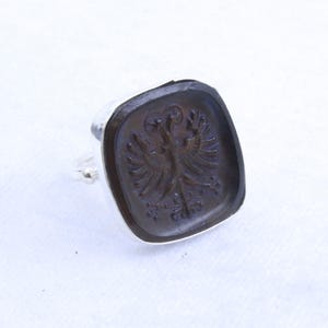 Enamel Intaglio Two Head Eagle Ring Jelwelry - intaglio Ring - Ancient Ring Jewelry - Silver Ring - Minimalist Ring Antique Gift For Her