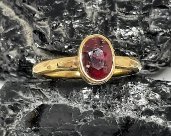 Handmade Natural Ruby Sterling Silver Ring: Minimalist Gemstone Jewelry