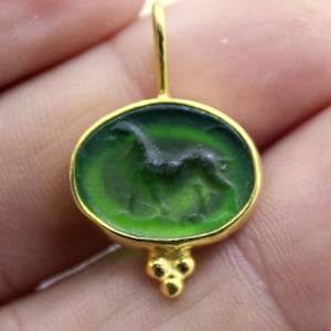 Enamel Intaglio Leon Necklace Pendant Jewelry With Amethyst - intaglio Necklace - Ancient Pendant Jewelry - Silver Pendant - Gift For Her