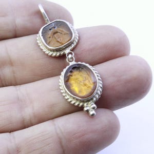 Enamel Intaglio Bee and Artemis Necklace Pendant Jewelry - intaglio  Silver Jewelry - Silver Pendant - Gift For Her - Greek Pendant