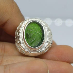 Enamel Intaglio Greek God Zeus Ring - Handcrafted Mythological Jewelry Silver Ring - Minimalist Ring - Gift For Him - Antique Silver Ring