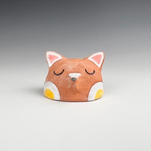 Cat Fox ceramic animal head handmade small sculpture image 1