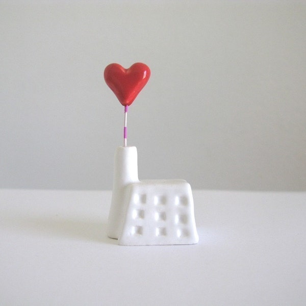 Heart Factory - little ceramic house sculpture