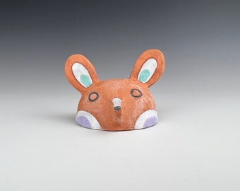 Rabbit Mouse small ceramic animal head handmade sculpture