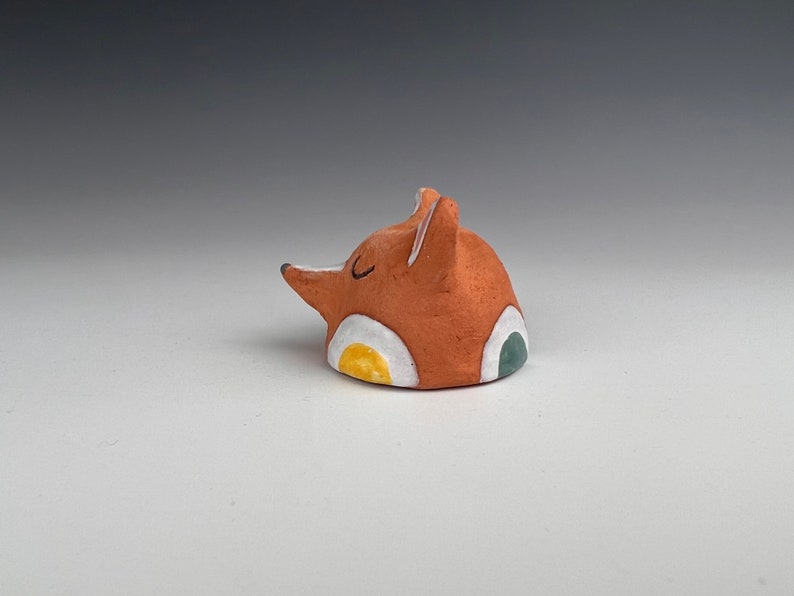 Cat Fox ceramic animal head handmade small sculpture image 2