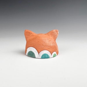 Cat Fox ceramic animal head handmade small sculpture image 3