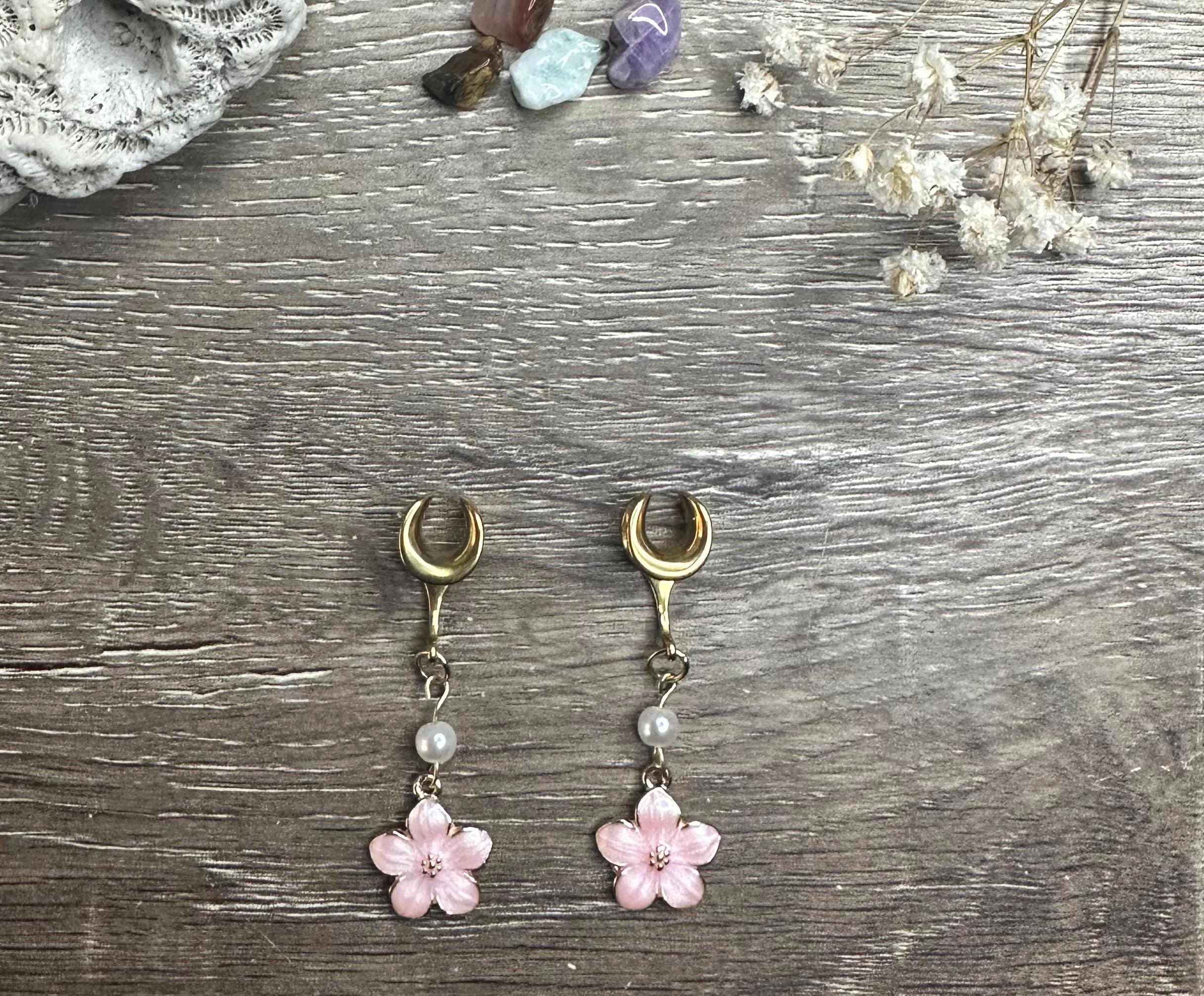 Orecchini A Goccia Donna In Argento 925 Con Fiori Sakura Rosa - Fatti A Mano, Con Zirconi, 41 Mm, Stile Bohémien