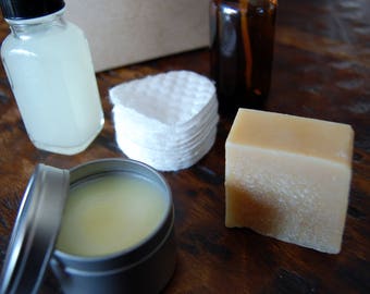 All Natural Facial Skin Care Set Kit Goat Milk Soap. Colloidal Silver Spray. Face Balm. Glycolic Acid Peel FREE SHIPPING