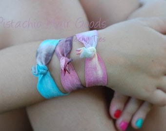 20 Tie Dye Satin Elastic Hair Ties Hand Dyed FREE SHIPPING