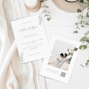 Minimalist Wedding Invitation with QR Code INSTANT DOWNLOAD Editable Template Modern Qr Code Wedding Invitation MD008