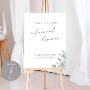 Greenery Rehearsal Dinner Welcome Sign INSTANT DOWNLOAD Editable Template Sage Green Rehearsal Dinner Welcome Sign MD007
