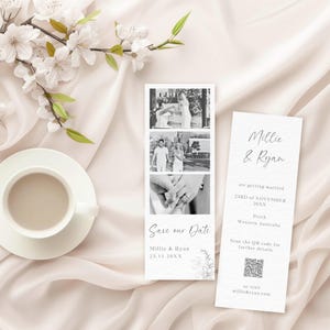 Modern Wedding Save The Date Photo Strip Card INSTANT DOWNLOAD Editable Template Minimalist Save The Date Photo Invitation MD008