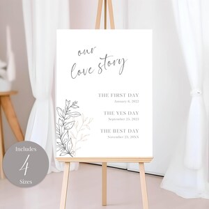 Minimalist Wedding Love Story Sign INSTANT DOWNLOAD Editable Template Modern Our Love Story Sign Love Timeline Sign MD008