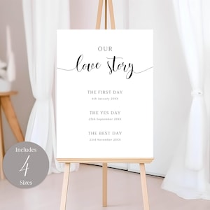 Minimalist Wedding Love Story Sign INSTANT DOWNLOAD Editable Template Modern Our Love Story Sign Love Timeline Sign MD002b