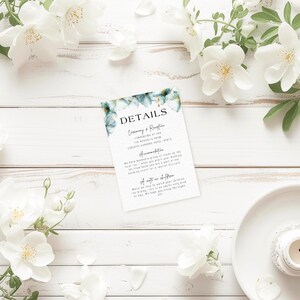 Blaue Blumenhochzeits-Detailkarte INSTANT DOWNLOAD Bearbeitbare Vorlage Anpassungsinformationskarte 3,5x5 "und 4x6" MD004