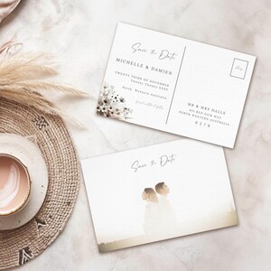 Postal de invitación para boda con diseño de flores silvestres, para guardar la fecha, DESCARGA INSTANTÁNEA, plantilla editable, 6" x 4" MD020