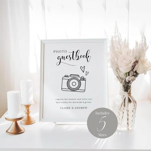 Modern Minimalist Photo Guestbook Sign INSTANT DOWNLOAD Editable Template Simple Picture Guestbook Sign MD002b