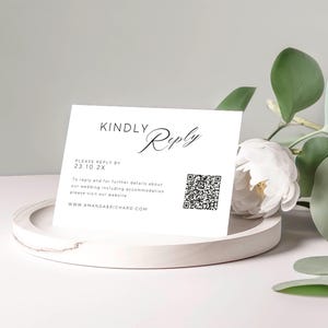 Minimalistische Hochzeit Rsvp QR-Code-Karte Bearbeitbare Vorlage SOFORTIGER DOWNLOAD Rsvp-Karte, Bitte antworten Sie Karte, Kindly Antwortkarte 5 "x 3,5" MD001