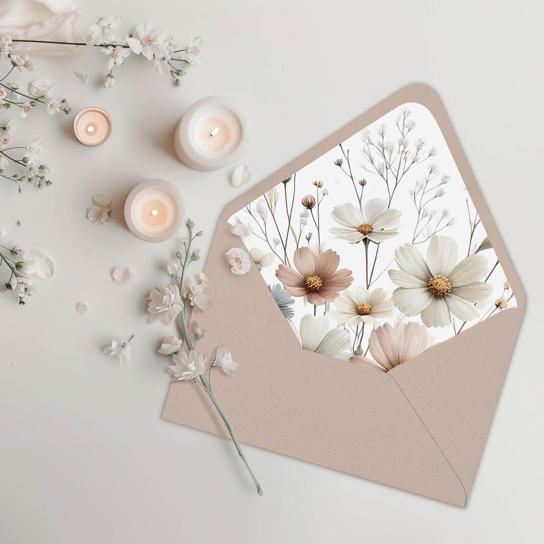 Wildflower Envelope Liner INSTANT DOWNLOAD Boho Daisies Envelope Insert ...