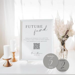 Minimalist Future Fund Qr Code Table Sign INSTANT DOWNLOAD Editable Template Modern Wishing Well QR Code Table Sign MD007